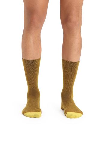Men's Icebreaker Merino Lifestyle Light Crew Socks Clove / Silent Gold | CA 1900NWYB